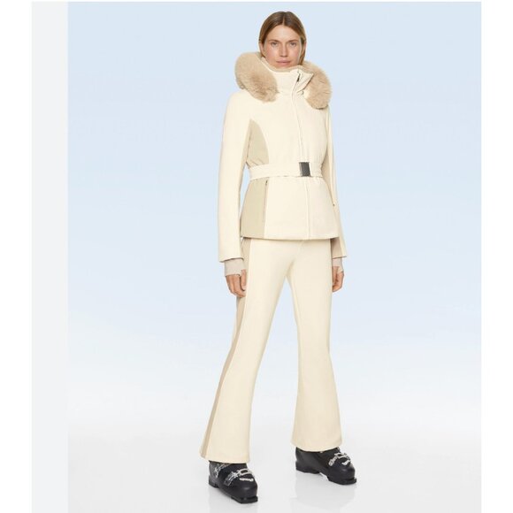 Oysho Womens Ski Jacket Coat Sz S Small Cream White Fitted Hooded 0285/626 NWT - Picture 1 of 8